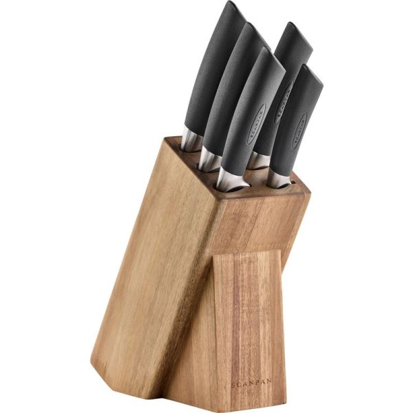 Scanpan Sax 6pc Acacia Block Knife Set - With Sharpener For Cheap