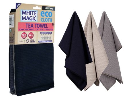 White Magic Eco Cloth Tea Towel 3 Pack Neutral For Sale