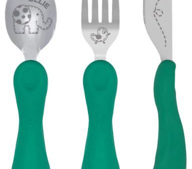 Easy Grip 3pc Cutlery Set - Green - Ollie Online now