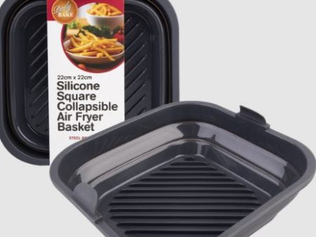 Daily Bake Silicone Square Collapsible Air Fryer Basket 22x22cm on Sale