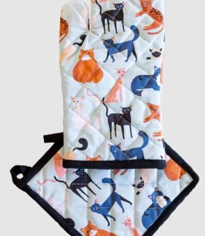 Allgifts Australia Oven Glove & Pot Holder - Colourful Cats Discount