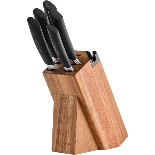 Scanpan Sax 6pc Acacia Block Knife Set - With Sharpener For Cheap