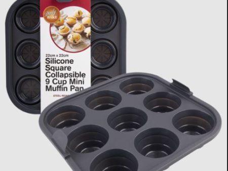 Daily Bake Silicone Square 22x22cm Collapsible Air Fryer 9 Cup Muffin Pan on Sale