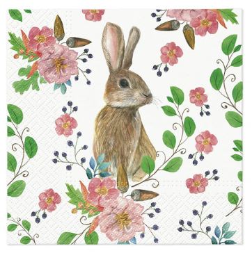 Paw Lunch Napkin 33cm Rabbit Berries Hot on Sale