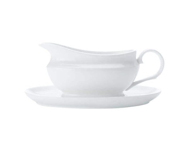 Maxwell & Williams White Basics Gravy Boat & Saucer 550ml For Cheap