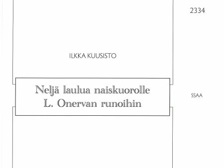 Neljä laulua naiskuorolle L. Onervan runoihin Discount