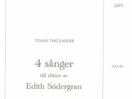 4 sånger till dikter av Edith Södergran Cheap