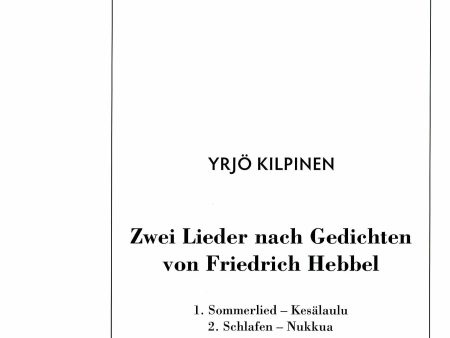 Zwei Lieder nach Gedichten von Friedrich Hebbel Sale